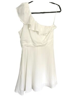One-Shoulder Ruffle Dress - White